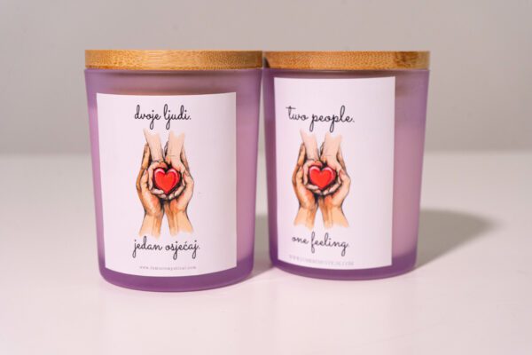 Two People One Feeling Personalized Candle - Purple Jar 200ml - Image 3