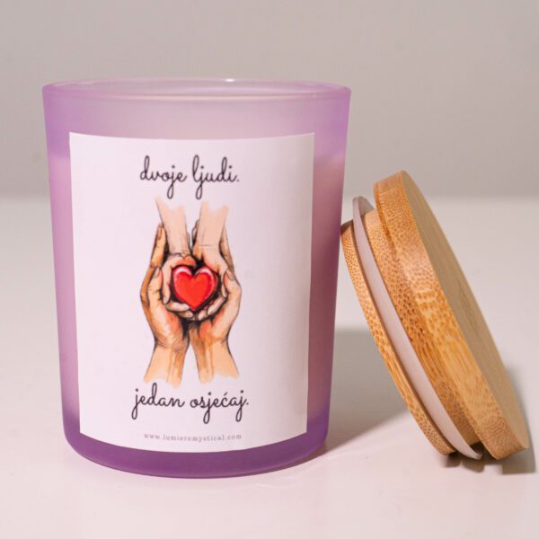 Two People One Feeling Personalized Candle - Purple Jar 200ml - Image 2