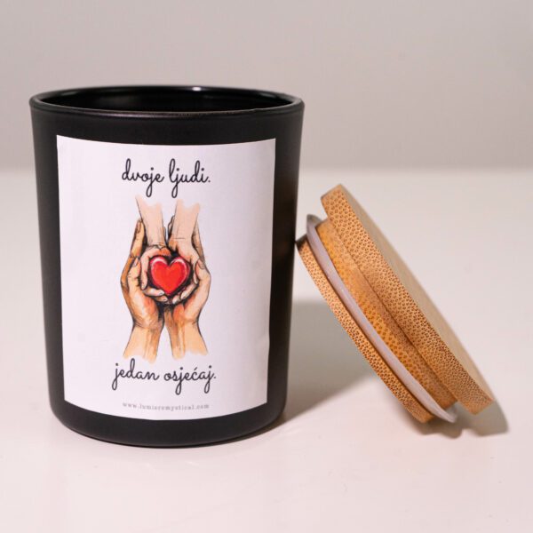 Two People One Feeling Personalized Candle - Black Jar 200ml - Image 2