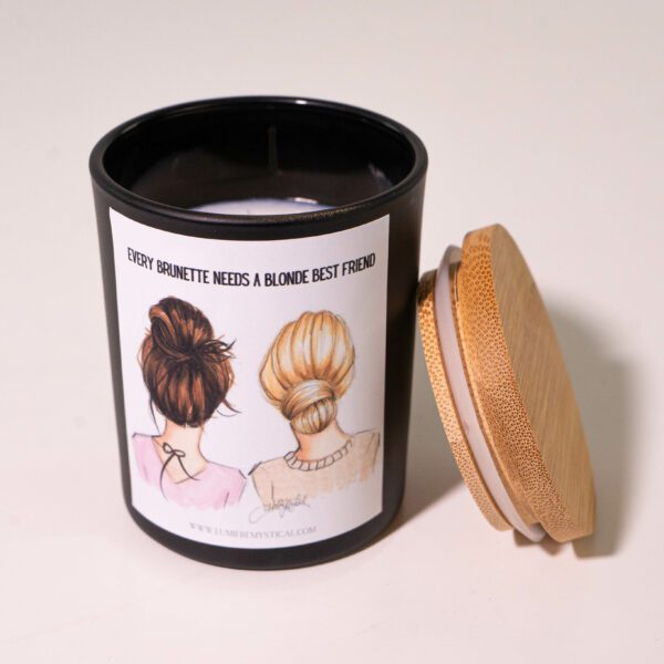 Every Brunette Needs A Blonde Best Friend Personalized Candle - Black Jar 200ml - Image 3