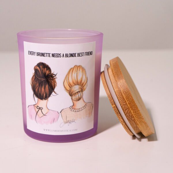 Every Brunette Needs A Blonde Best Friend Personalized Candle - Purple Jar 200ml - Image 2