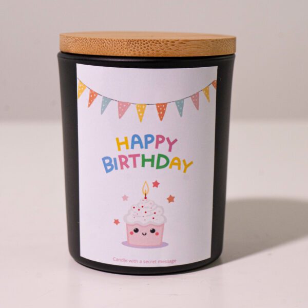 Colorful & Fun Happy Birthday Personalized Candle - Black Jar 200ml