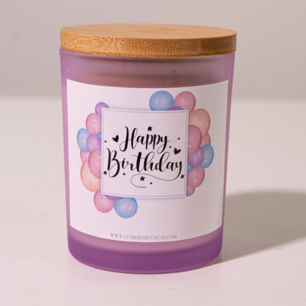 Balloons Happy Birthday Personalized Candle - Purple Jar 200ml - Image 3