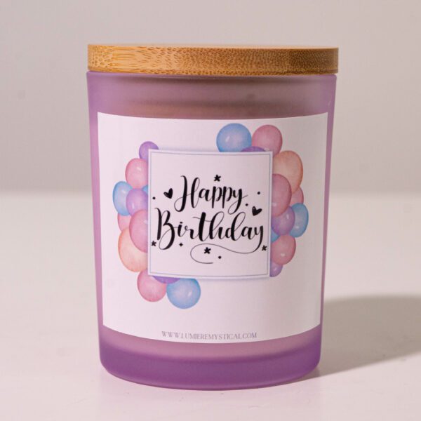 Balloons Happy Birthday Personalized Candle - Purple Jar 200ml