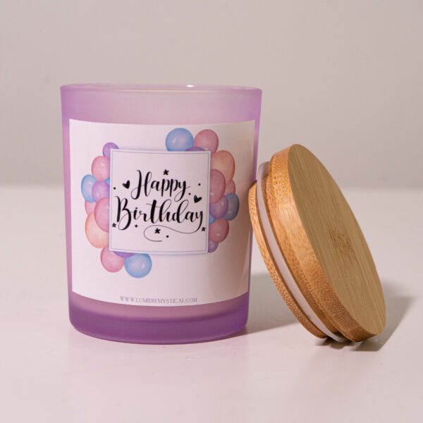 Balloons Happy Birthday Personalized Candle - Purple Jar 200ml - Image 4