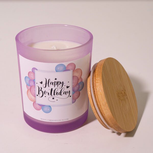 Balloons Happy Birthday Personalized Candle - Purple Jar 200ml - Image 2