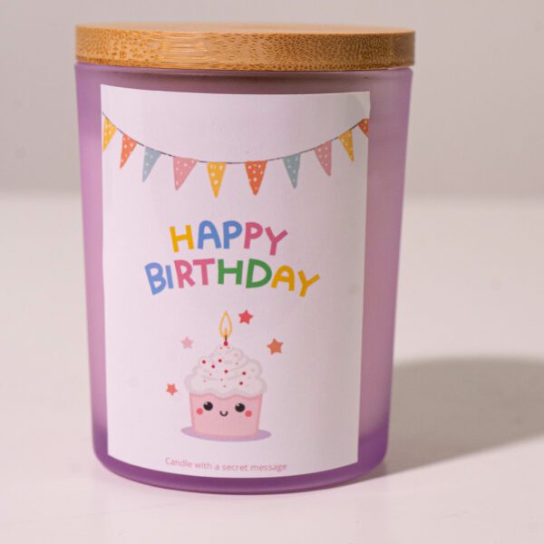 Colorful & Fun Happy Birthday Personalized Candle - Purple Jar 200ml