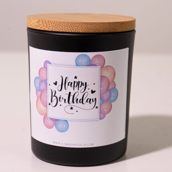 Balloons Happy Birthday Personalized Candle - Black Jar 200ml