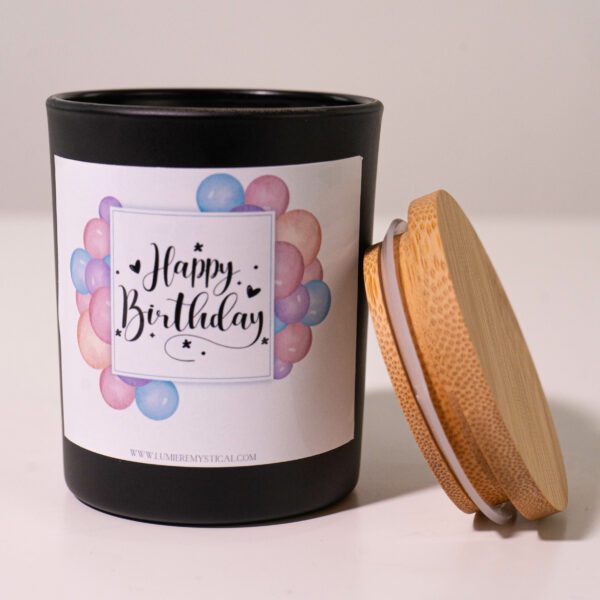 Balloons Happy Birthday Personalized Candle - Black Jar 200ml - Image 3