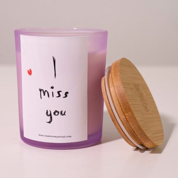 I Miss You Personalized Candle - Purple Jar 200ml - Image 3